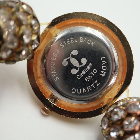 Charming Charlie Gold Tone Large Bead Watch 31mm Gem Set Stretch w New Battery - Picture 16 of 16